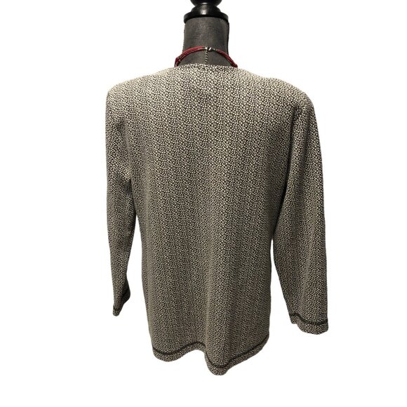 Camelia Button-Up Cardigan Womens Large Black White Knit Jacket Pockets Vintage - Picture 4 of 8